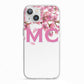 Personalised Pink White Blossom iPhone 13 TPU Impact Case with White Edges