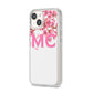 Personalised Pink White Blossom iPhone 14 Clear Tough Case Starlight Angled Image