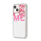 Personalised Pink White Blossom iPhone 14 Glitter Tough Case Starlight Angled Image