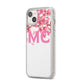 Personalised Pink White Blossom iPhone 14 Plus Clear Tough Case Starlight Angled Image