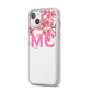 Personalised Pink White Blossom iPhone 14 Plus Clear Tough Case Starlight Angled Image