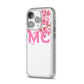 Personalised Pink White Blossom iPhone 14 Pro Glitter Tough Case Silver Angled Image