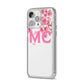 Personalised Pink White Blossom iPhone 14 Pro Max Clear Tough Case Silver Angled Image