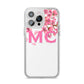 Personalised Pink White Blossom iPhone 14 Pro Max Clear Tough Case Silver