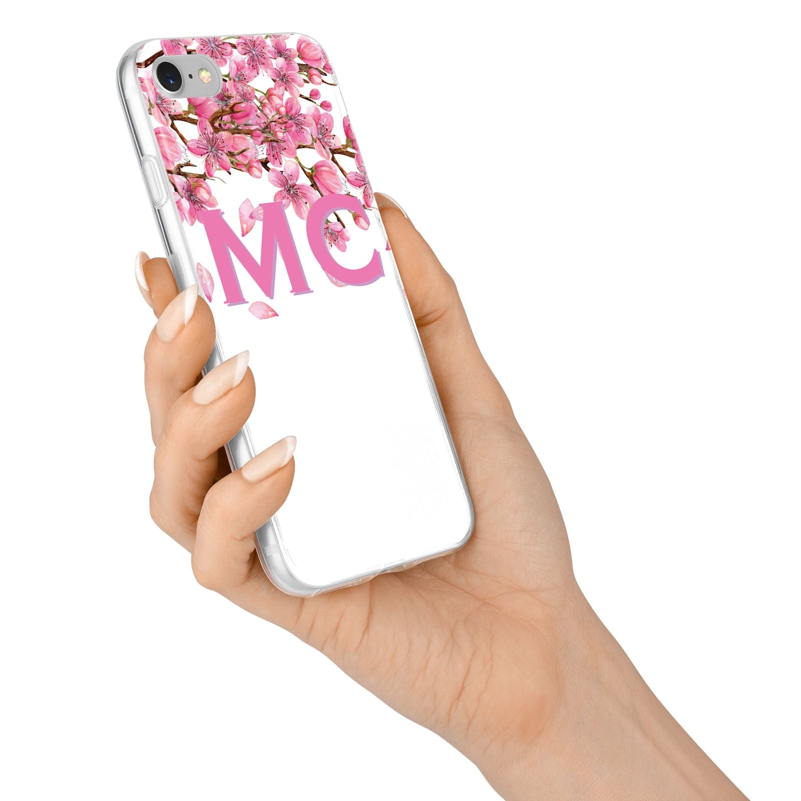 Personalised Pink White Blossom iPhone 7 Bumper Case on Silver iPhone Alternative Image