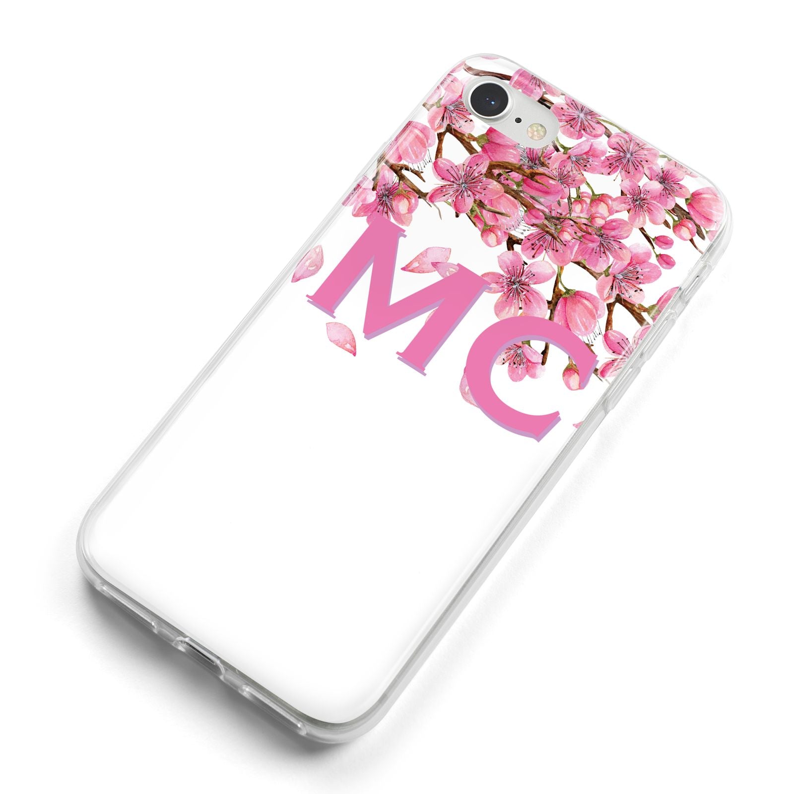 Personalised Pink White Blossom iPhone 8 Bumper Case on Silver iPhone Alternative Image