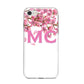 Personalised Pink White Blossom iPhone 8 Bumper Case on Silver iPhone