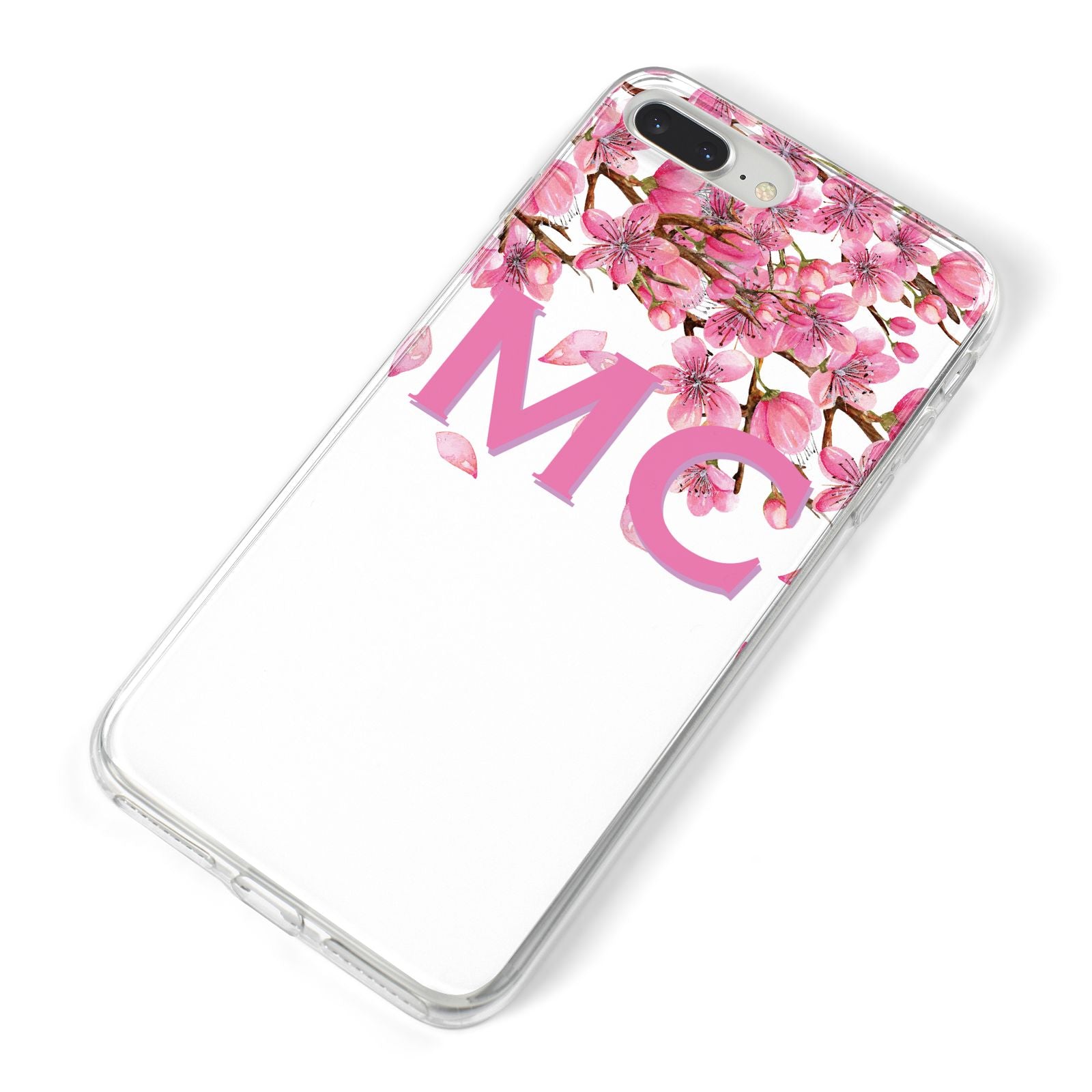Personalised Pink White Blossom iPhone 8 Plus Bumper Case on Silver iPhone Alternative Image