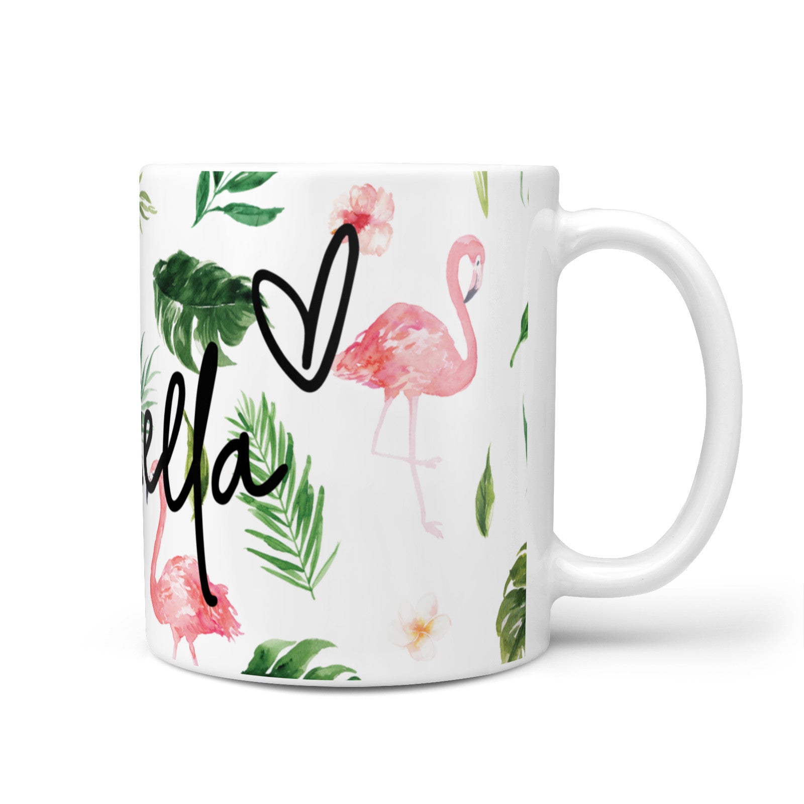 Personalised Pink White Flamingo 10oz Mug