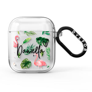 Personalised Pink & White Flamingo AirPods Case