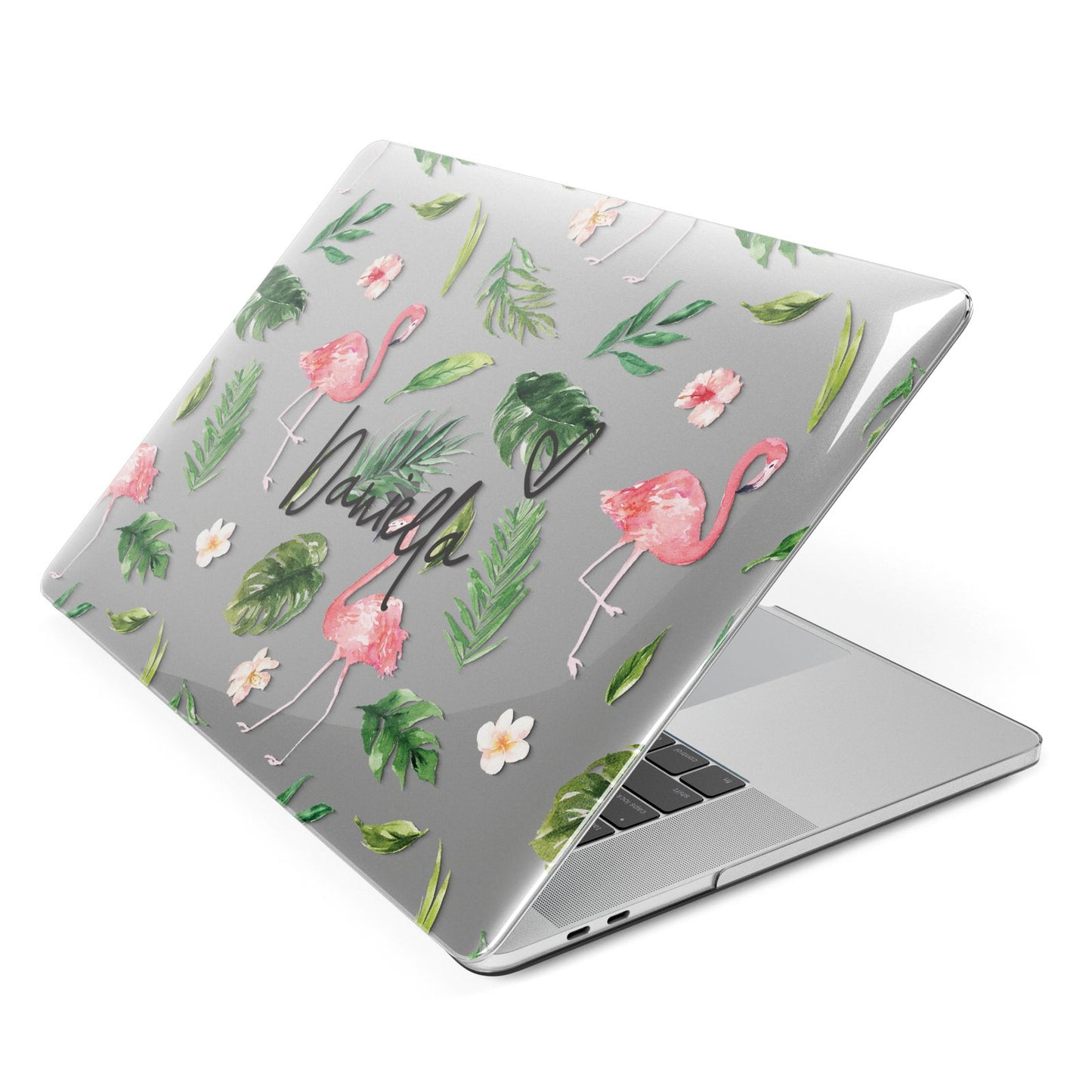 Personalised Pink White Flamingo Apple MacBook Case Side View