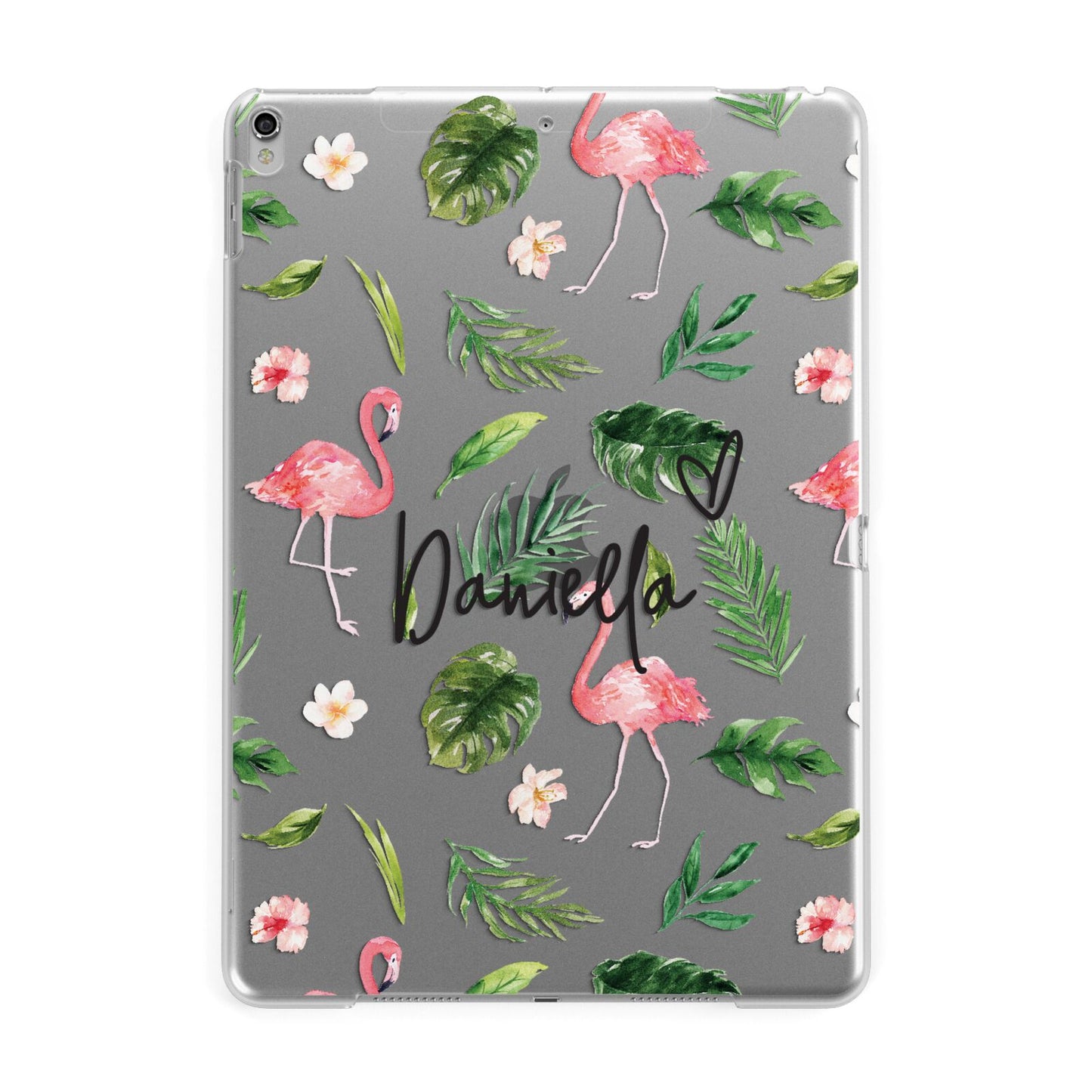 Personalised Pink White Flamingo Apple iPad Silver Case