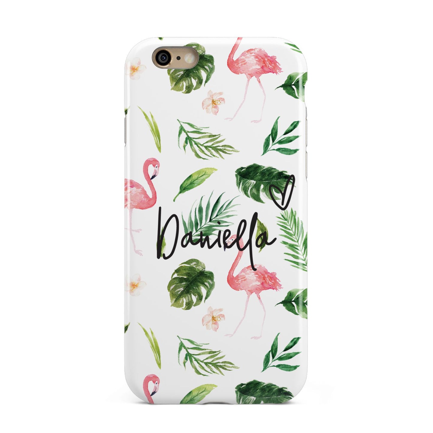 Personalised Pink White Flamingo Apple iPhone 6 3D Tough Case