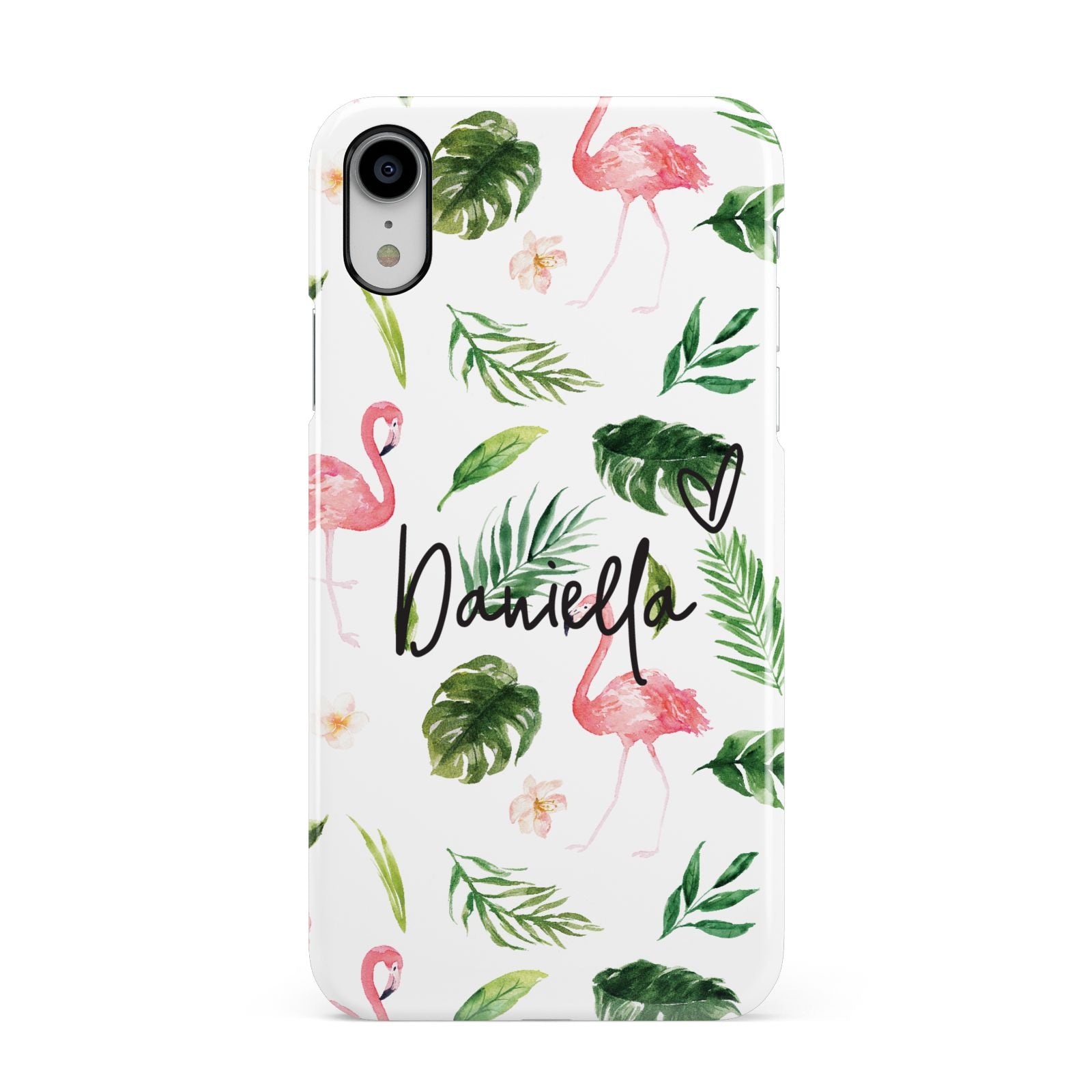 Personalised Pink White Flamingo Apple iPhone XR White 3D Snap Case