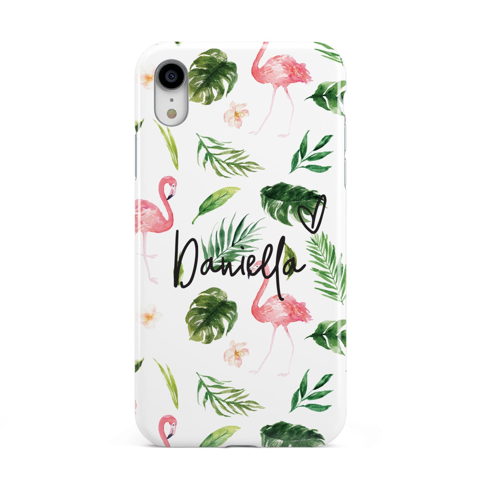 Personalised Pink White Flamingo Apple iPhone XR White 3D Tough Case