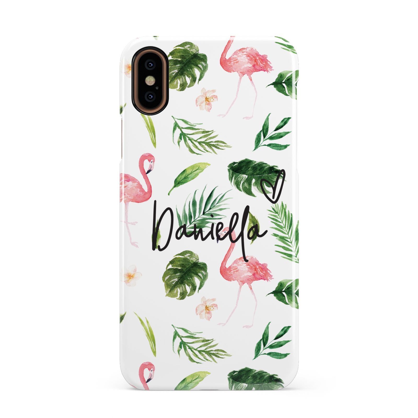 Personalised Pink White Flamingo Apple iPhone XS 3D Snap Case