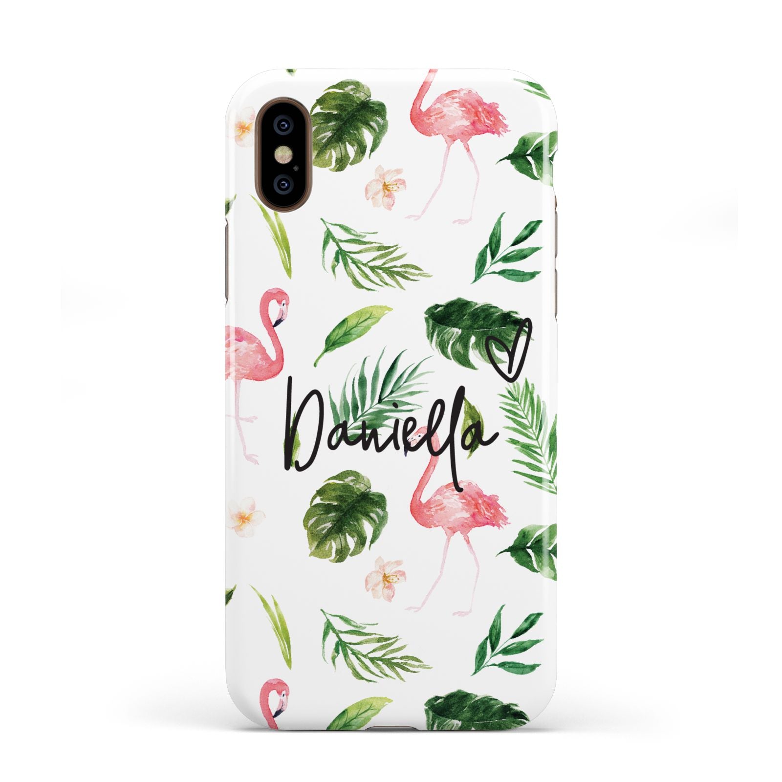 Personalised Pink White Flamingo Apple iPhone XS 3D Tough