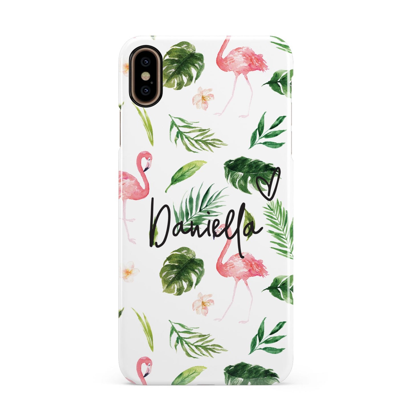 Personalised Pink White Flamingo Apple iPhone Xs Max 3D Snap Case