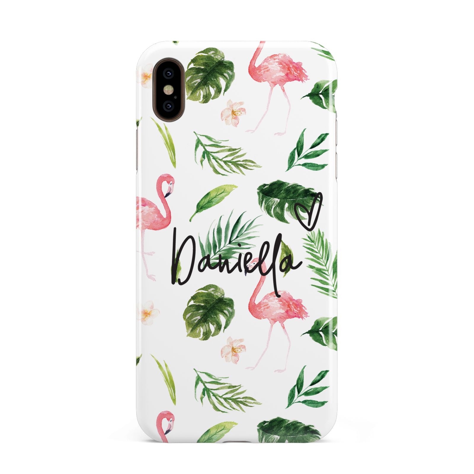 Personalised Pink White Flamingo Apple iPhone Xs Max 3D Tough Case