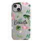 Personalised Pink White Flamingo iPhone 13 Mini Full Wrap 3D Tough Case