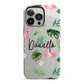 Personalised Pink White Flamingo iPhone 13 Pro Full Wrap 3D Tough Case