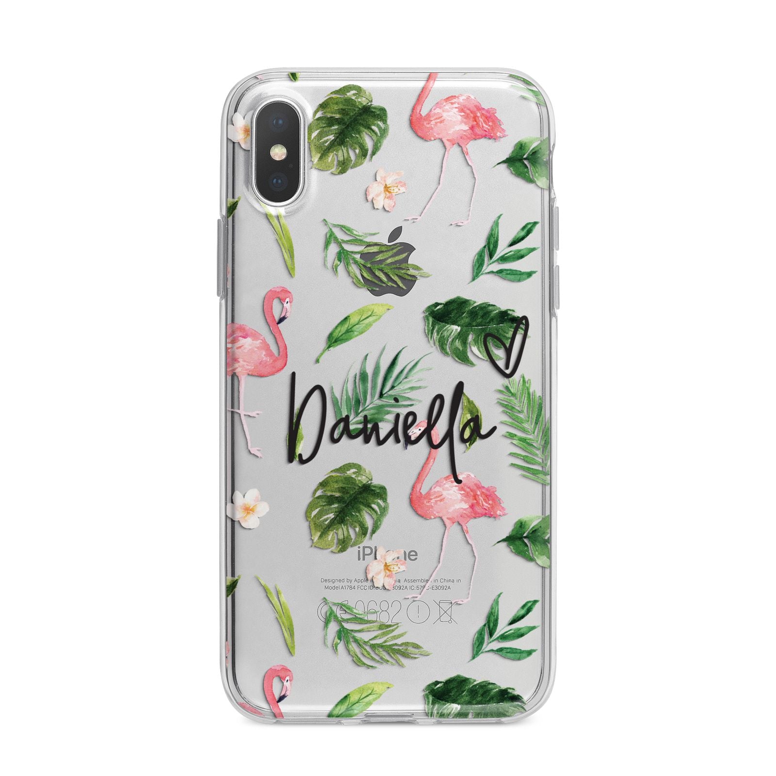 Personalised Pink White Flamingo iPhone X Bumper Case on Silver iPhone Alternative Image 1