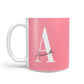 Personalised Pink White Initial 10oz Mug Alternative Image 1