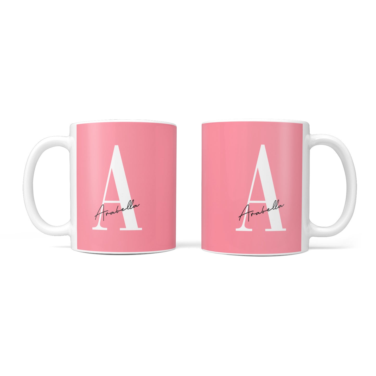 Personalised Pink White Initial 10oz Mug Alternative Image 3