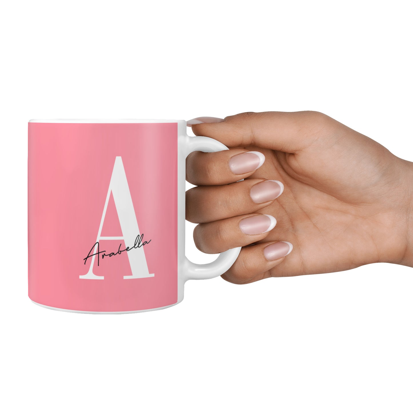 Personalised Pink White Initial 10oz Mug Alternative Image 4