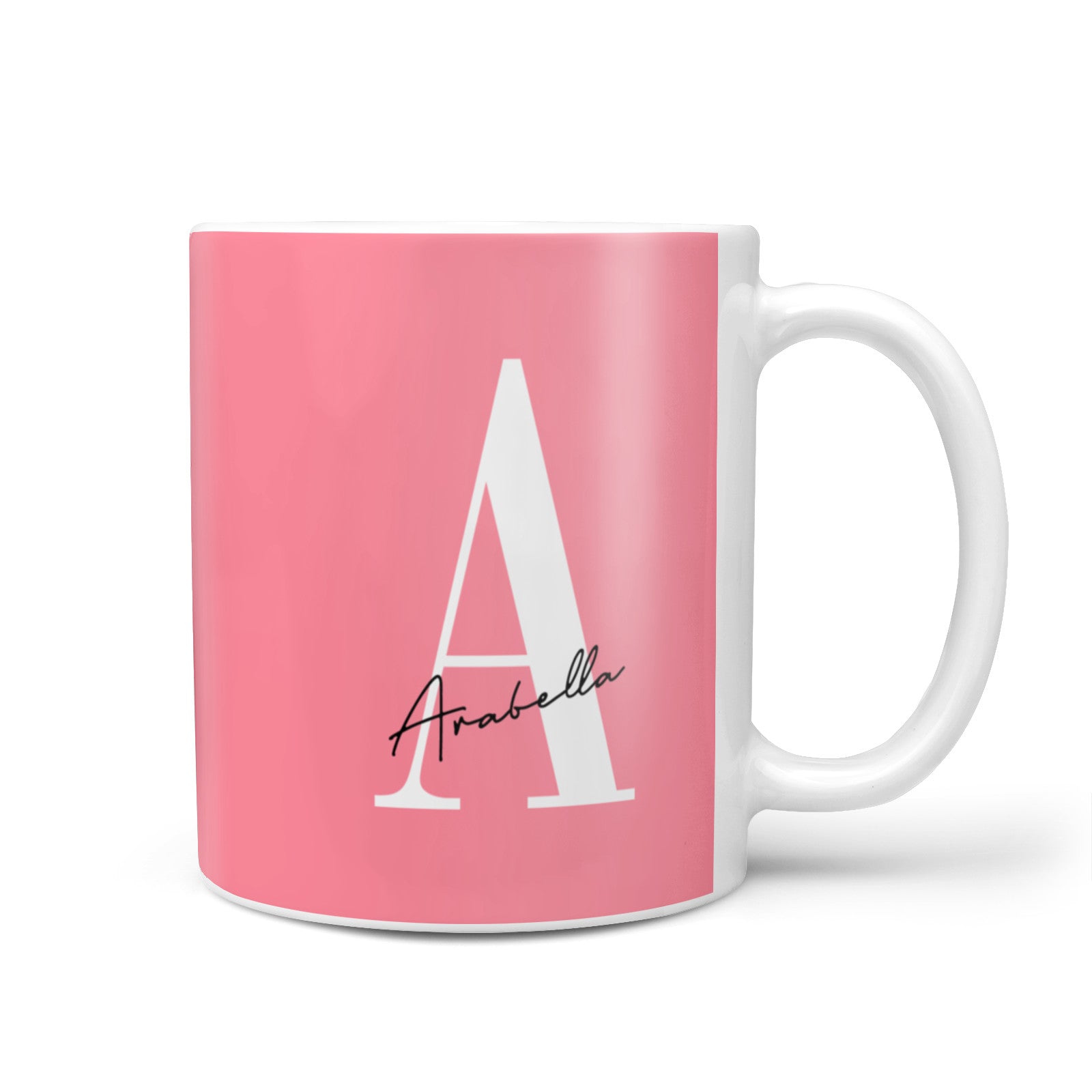Personalised Pink White Initial 10oz Mug