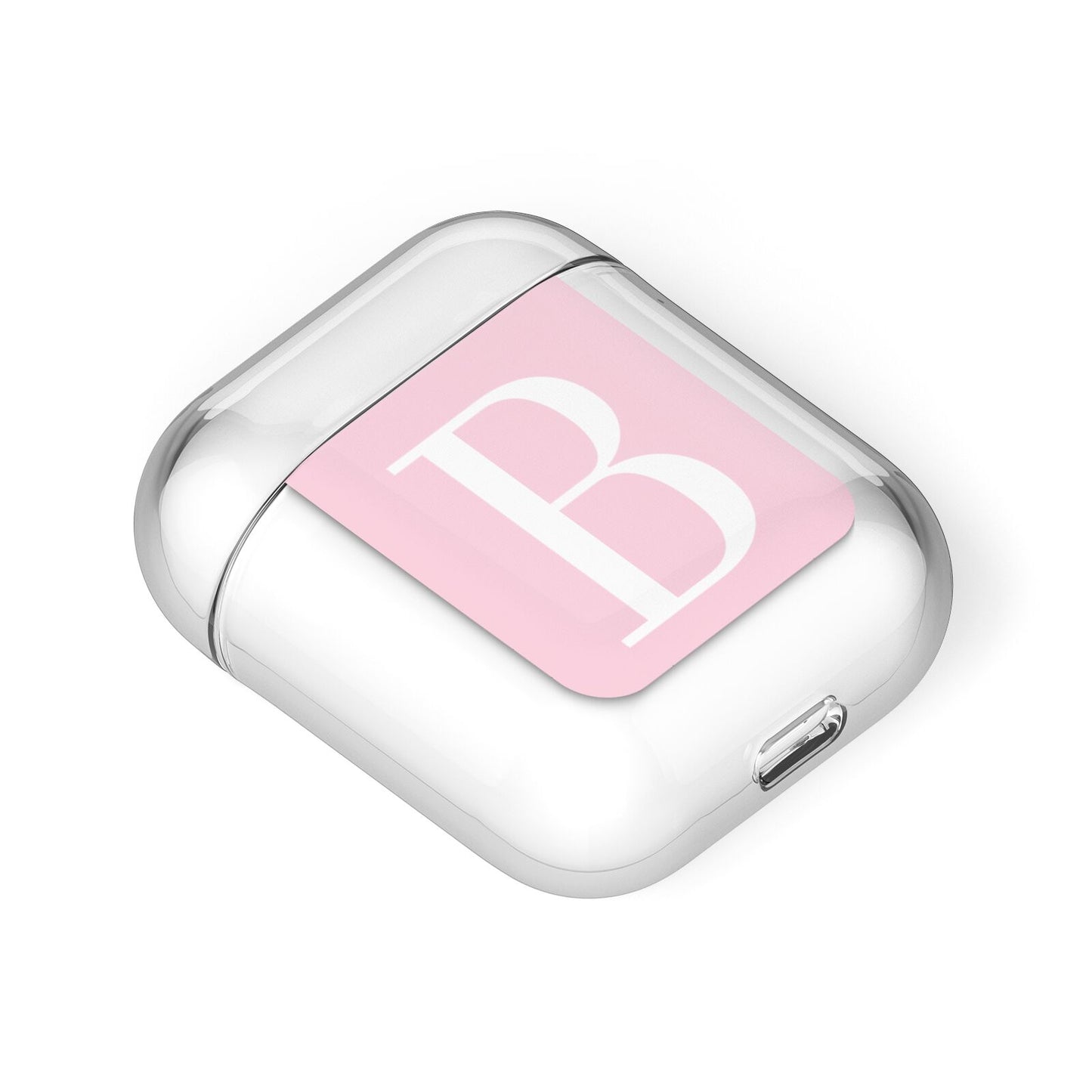 Personalised Pink White Initial AirPods Case Laid Flat