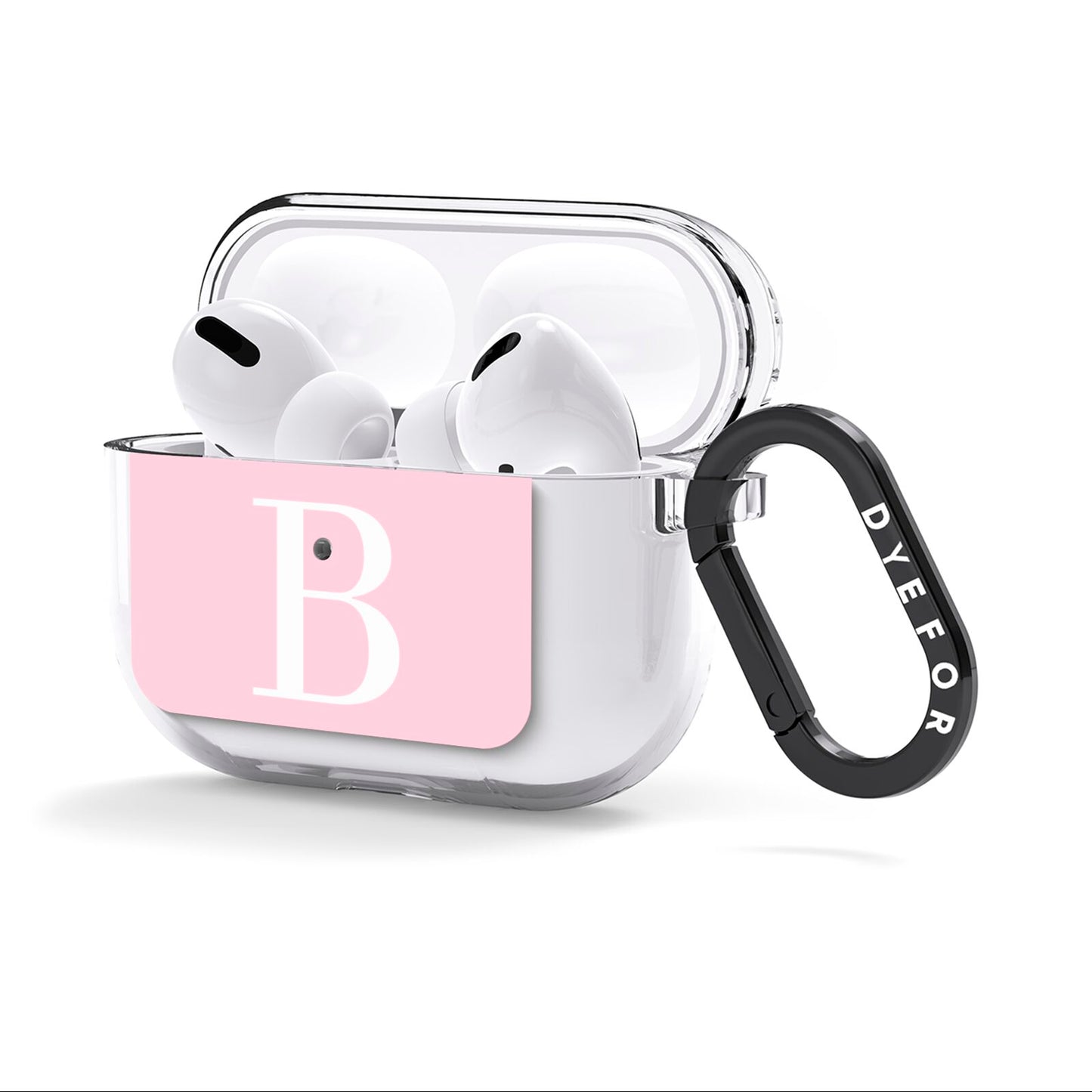Personalised Pink White Initial AirPods Clear Case 3rd Gen Side Image
