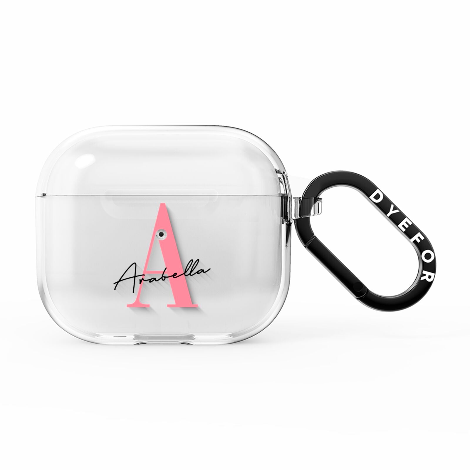 Personalised Pink White Initial AirPods Clear Case 3rd Gen