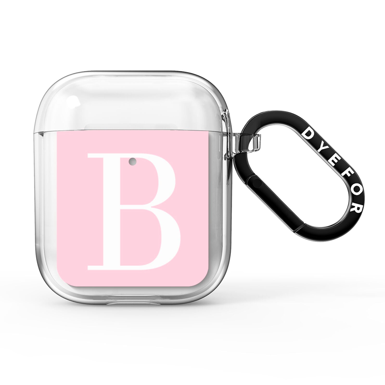 Personalised Pink White Initial AirPods Clear Case