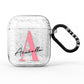 Personalised Pink White Initial AirPods Glitter Case