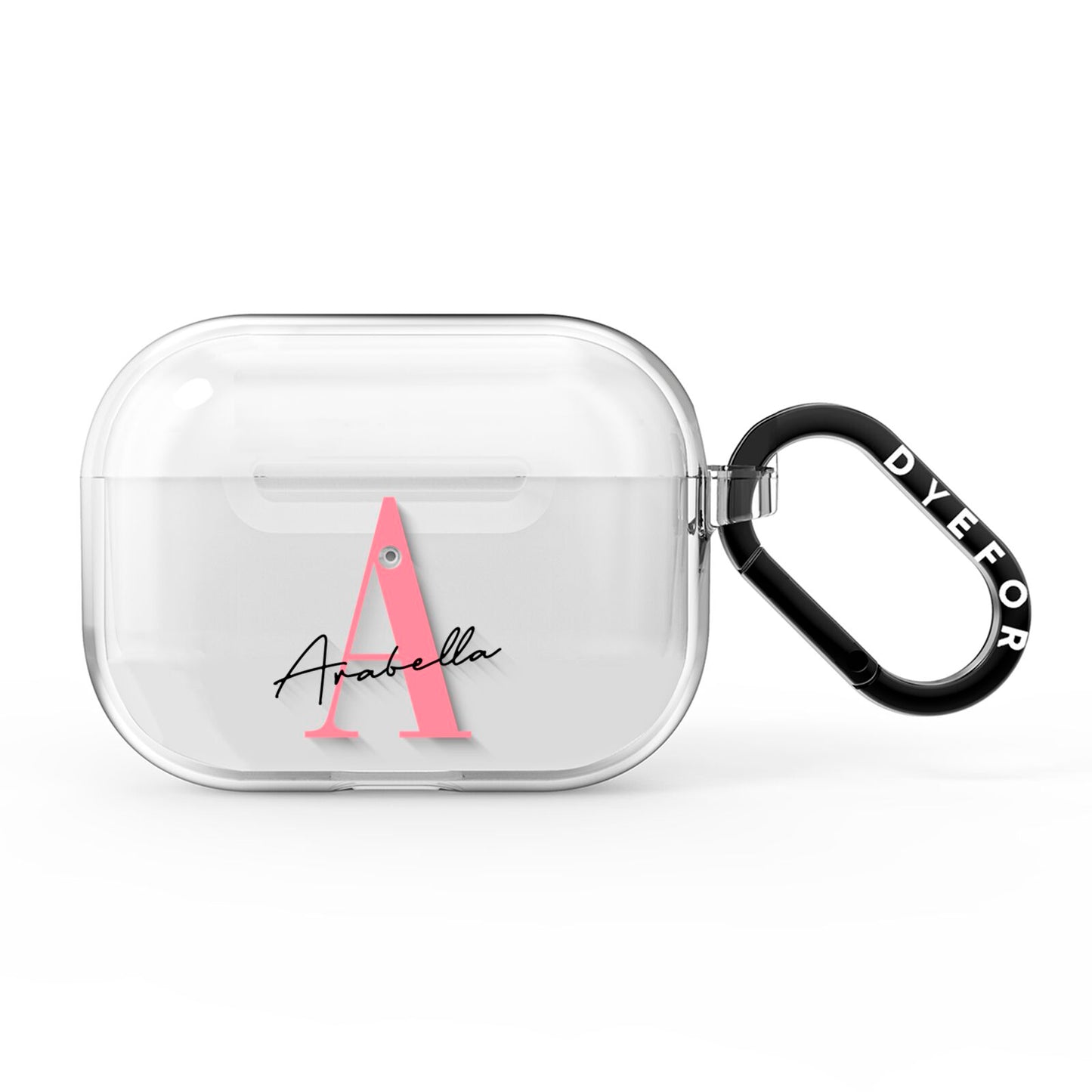 Personalised Pink White Initial AirPods Pro Clear Case
