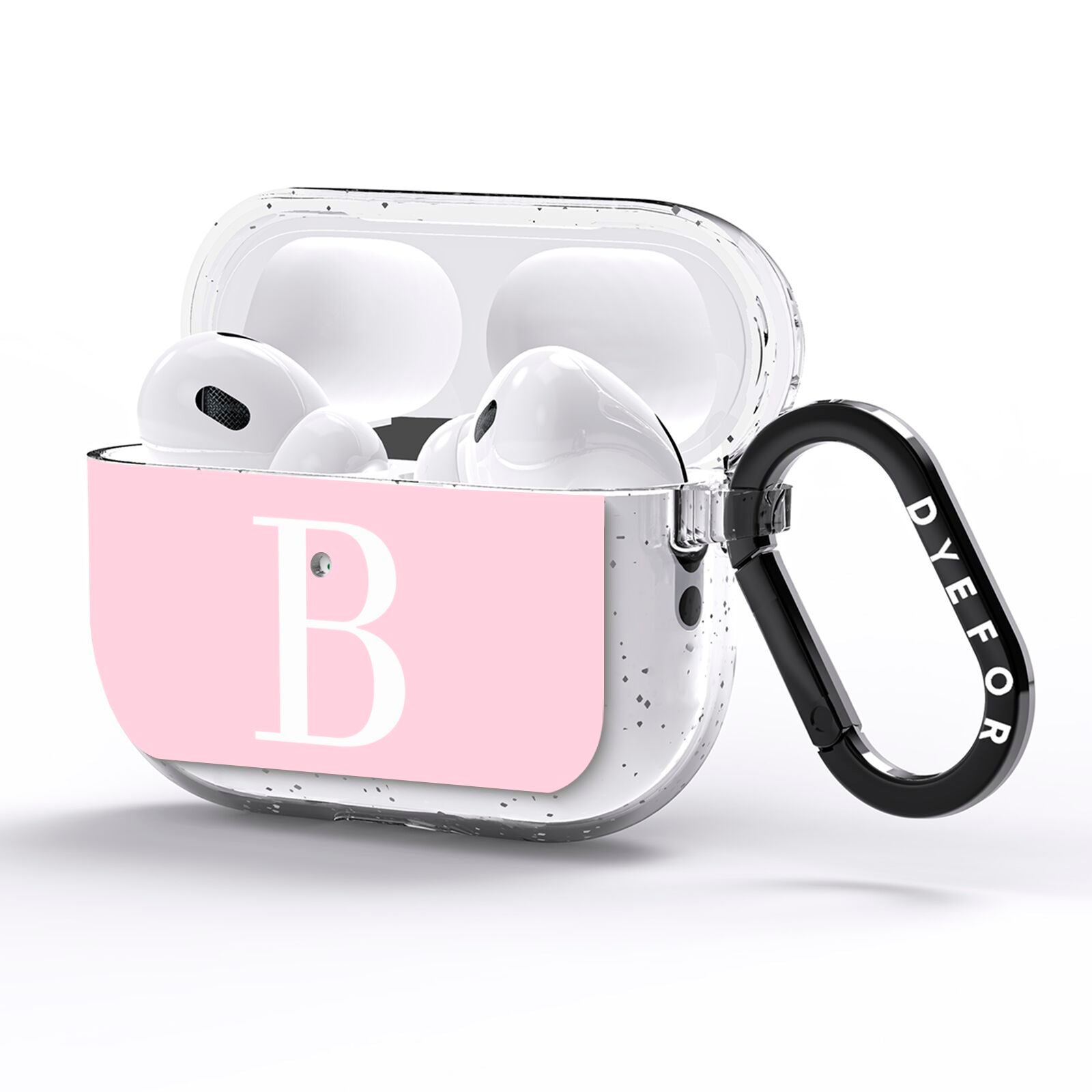Personalised Pink White Initial AirPods Pro Glitter Case Side Image