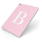 Personalised Pink White Initial Apple iPad Case on Silver iPad Side View