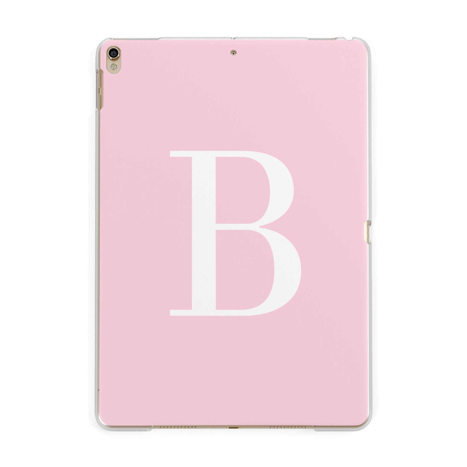 Personalised Pink White Initial Apple iPad Gold Case