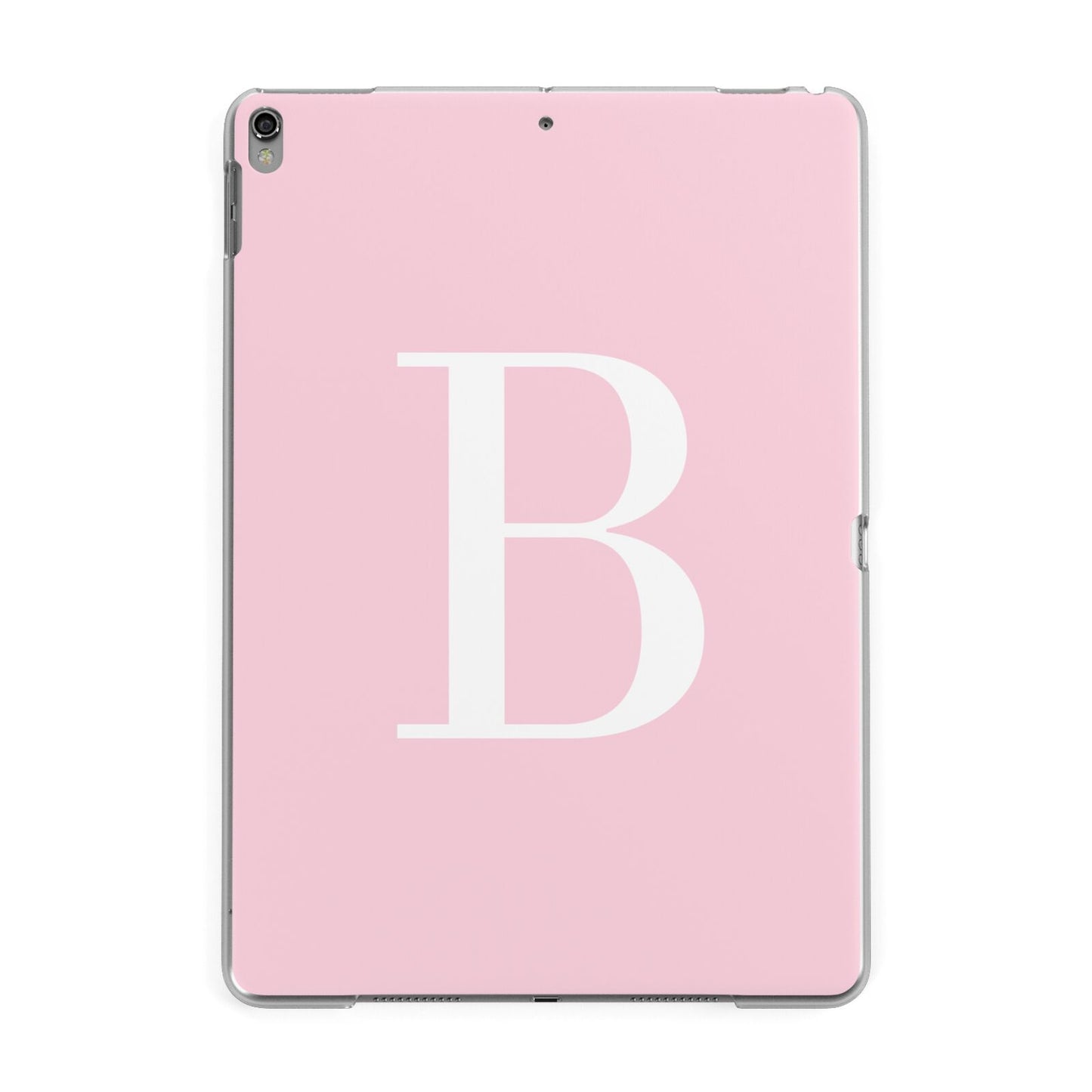 Personalised Pink White Initial Apple iPad Grey Case