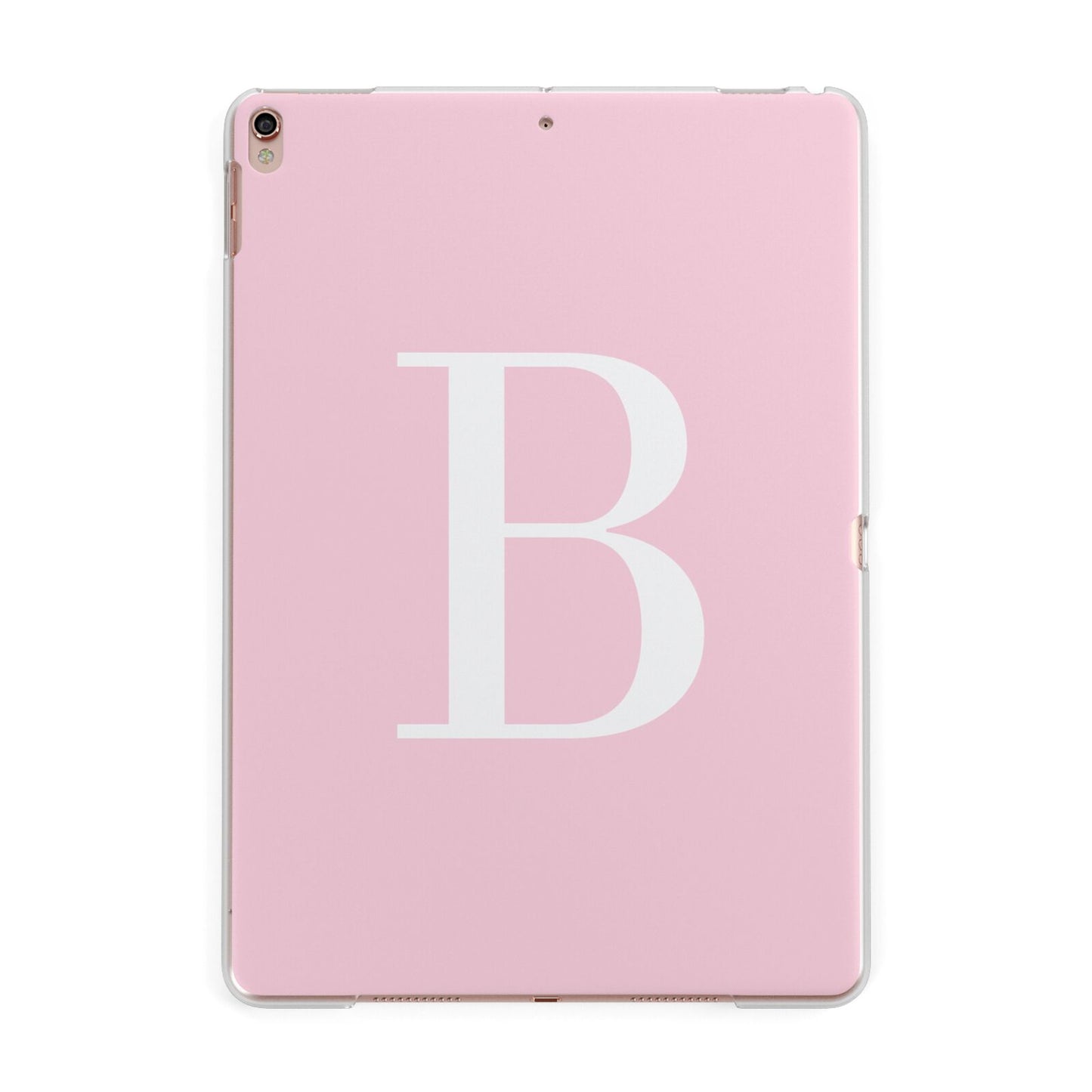Personalised Pink White Initial Apple iPad Rose Gold Case