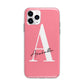 Personalised Pink White Initial Apple iPhone 11 Pro Max in Silver with Bumper Case
