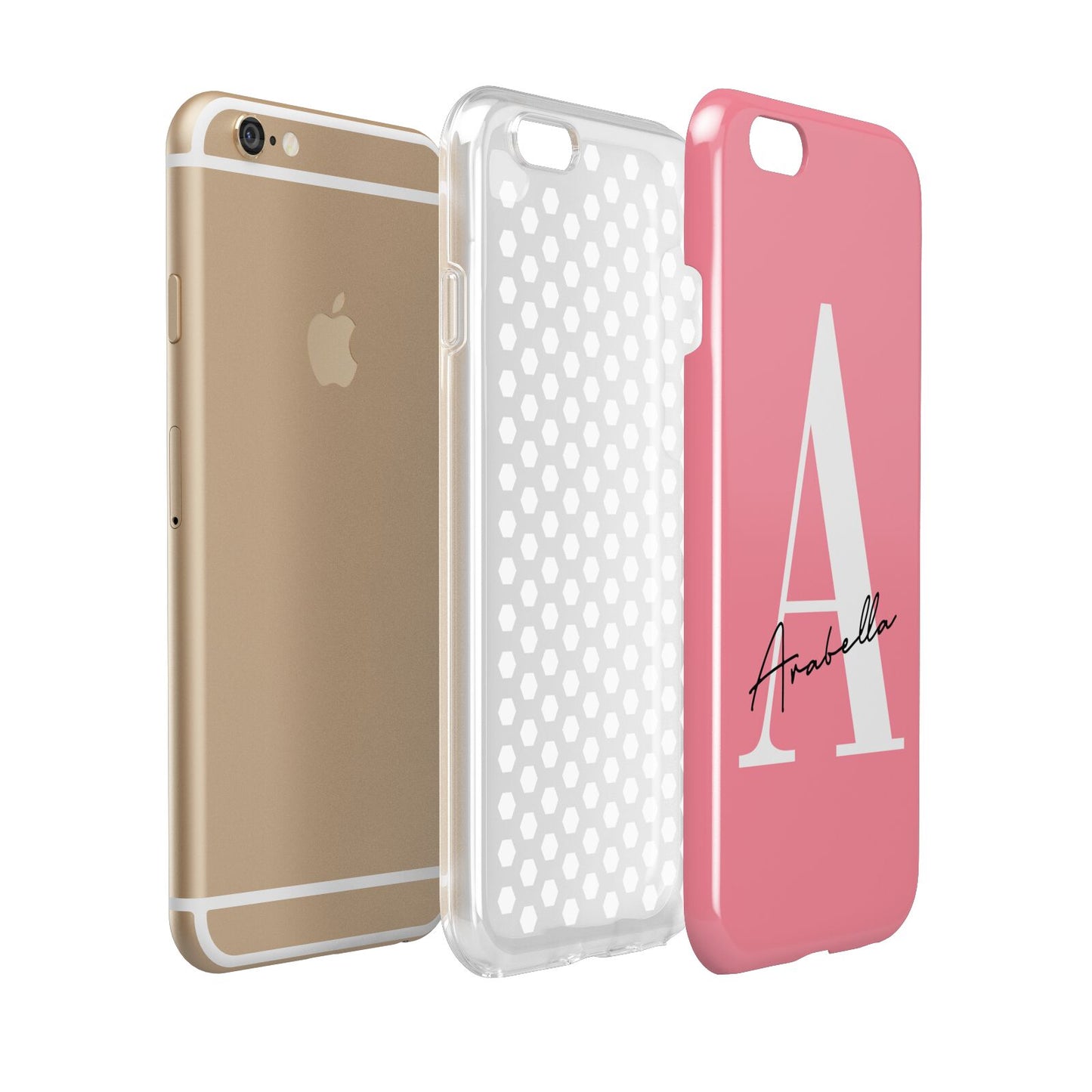 Personalised Pink White Initial Apple iPhone 6 3D Tough Case Expanded view