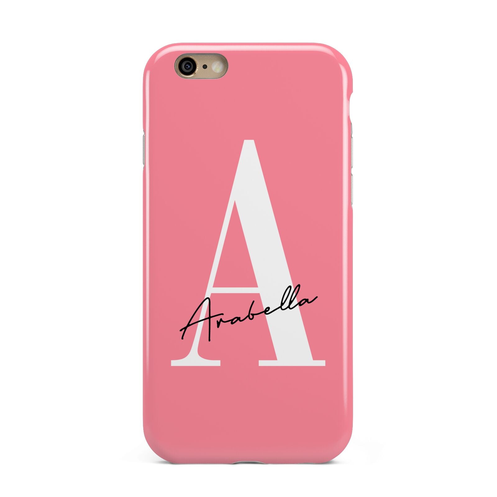 Personalised Pink White Initial Apple iPhone 6 3D Tough Case