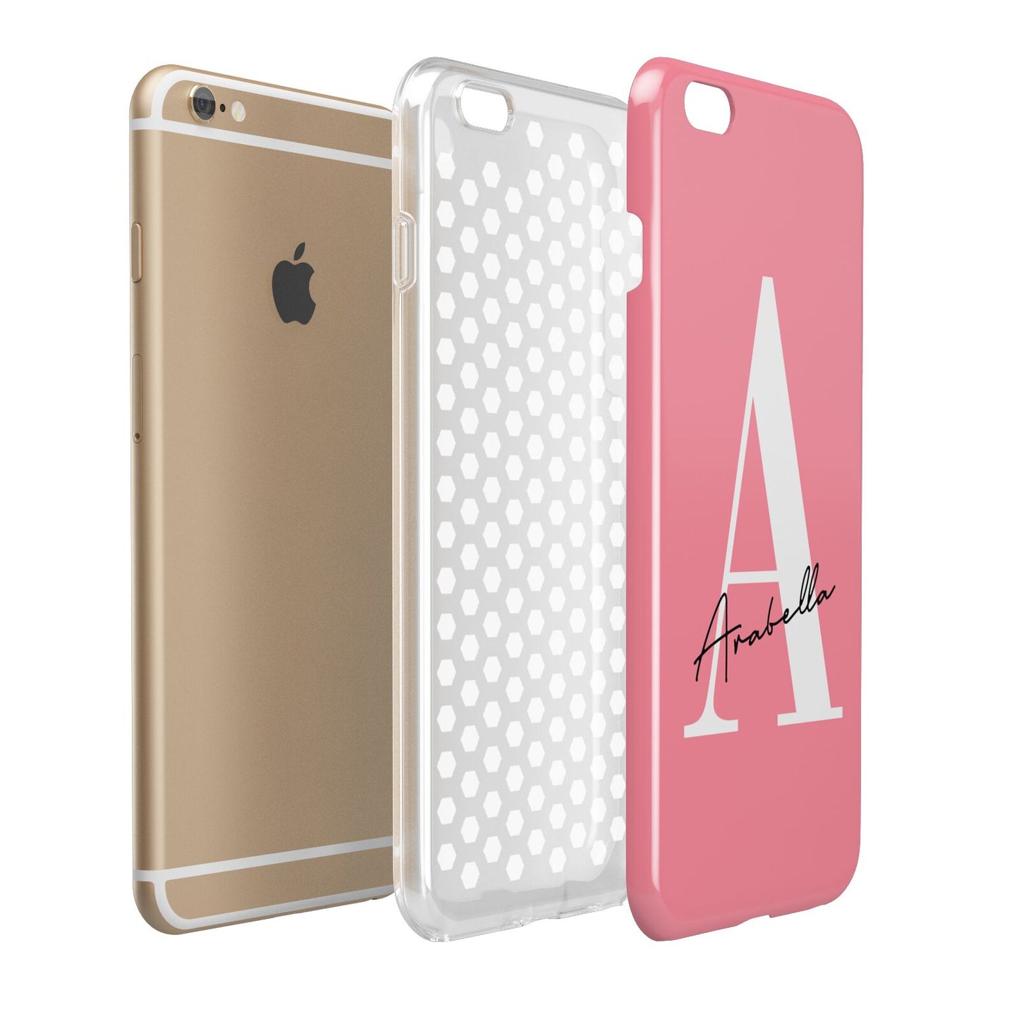 Personalised Pink White Initial Apple iPhone 6 Plus 3D Tough Case Expand Detail Image