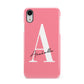 Personalised Pink White Initial Apple iPhone XR White 3D Snap Case