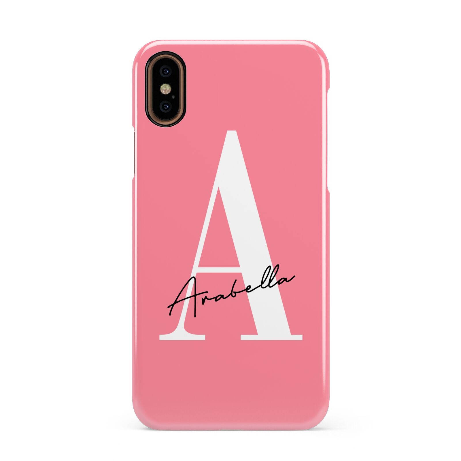Personalised Pink White Initial Apple iPhone XS 3D Snap Case