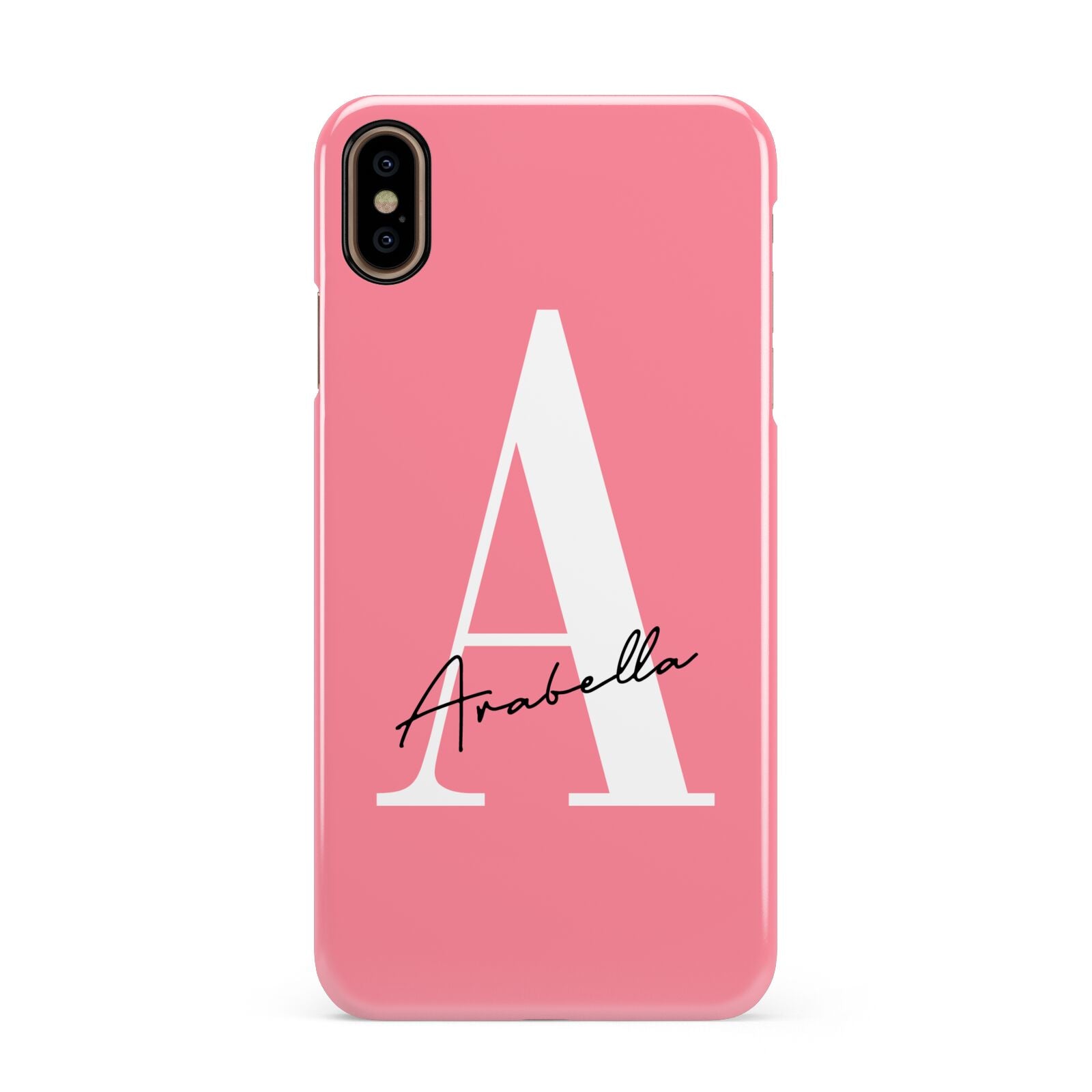 Personalised Pink White Initial Apple iPhone Xs Max 3D Snap Case