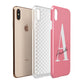 Personalised Pink White Initial Apple iPhone Xs Max 3D Tough Case Expanded View