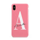 Personalised Pink White Initial Apple iPhone Xs Max 3D Tough Case